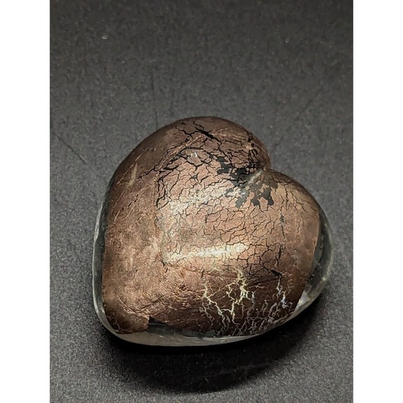 Robert Held Brutalist Gold Metallic Hand Blown Heart Art Glass Paperweight - Picture 2 of 9